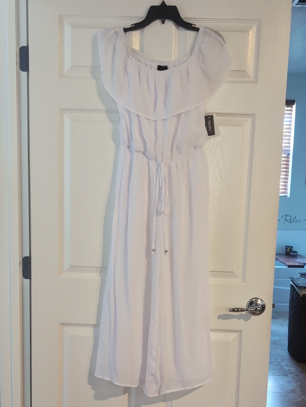 Tacera White Wide Leg Jumpsuit